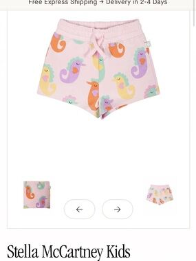 Stella McCartney Kids Pastel Pink Seahorse Print Shorts